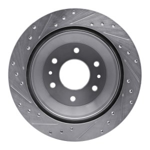 Buick Rainier Brake Rotor (1) - Rear Right - R1 Concepts - Drilled & Slotted - Silver - `02-`09